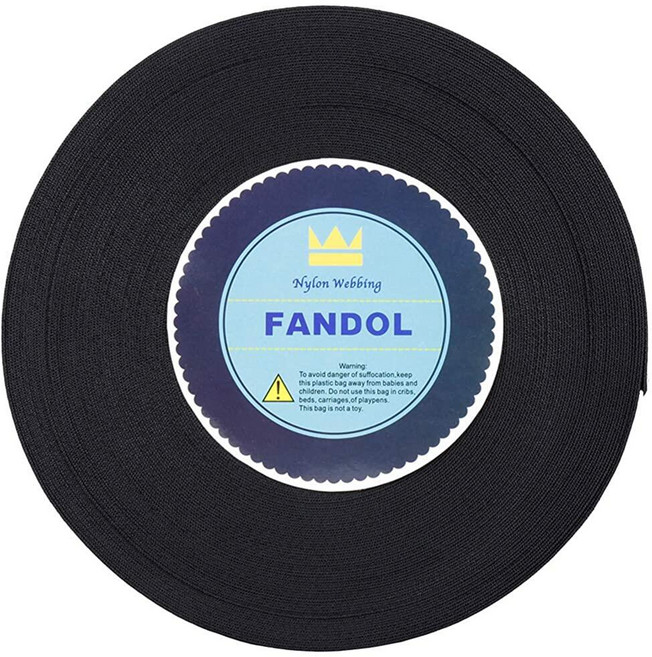 FANDOL 나일론 웨빙 - 반려동물 목걸이 어깨 스트랩 슬링 풀 핸들 공예를 위한 튼튼한 스트랩 가구 원예 야외 장비 등을 수리할 수 있습니다(5.1cm x 9.1m, 블랙