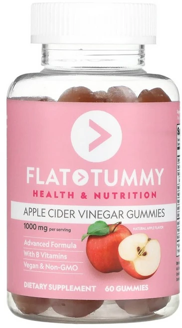 Flat Tummy 사과 식초 구미젤리 사과 맛 1000mg 구미젤리 60개, 1개, 60정 - 쿠팡
