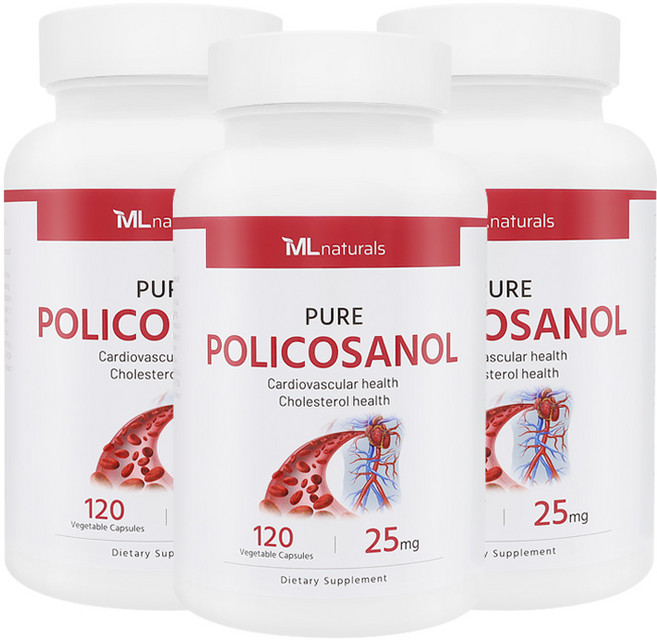 3병 마이라이프 내추럴스 폴리코사놀 25mg 120정 (총지방족 95%/옥타코사놀 61%) (12개월), 3개