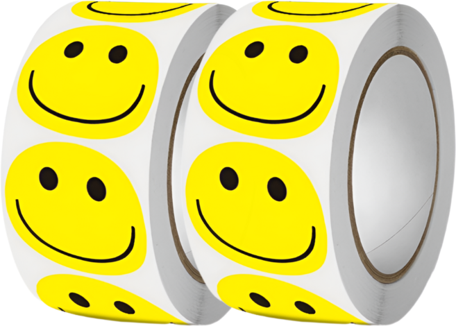스마일 웃는 얼굴 500pcs 롤스티커, 2세트, 혼합(S287) 500매입