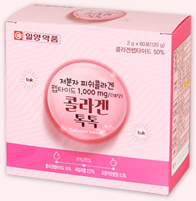 콜라겐톡톡 60포 먹는 저분자 피쉬콜라겐펩타이드 1000mg, 1박스, 120g