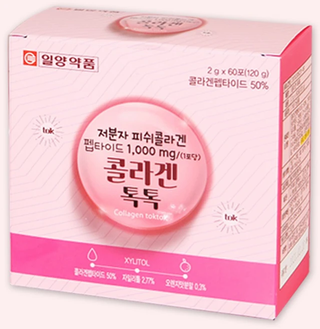 콜라겐톡톡 60포 먹는 저분자 피쉬콜라겐펩타이드 1000mg, 1박스, 120g - 쿠팡