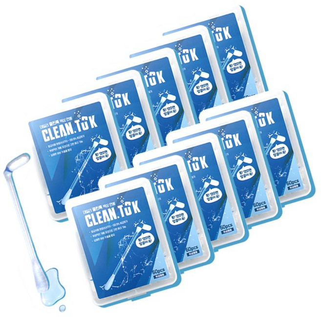 티에스 데일리 클린톡 액상면봉 60개 귓속청결제 세트, 1세트, 450개입