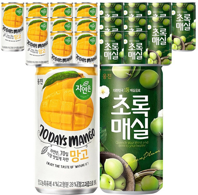자연은 망고 180ml + 초록매실 180ml 20입, 1세트