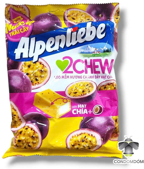 베트남 알펜리베 Alpenliebe 패션프루츠 츄잉캔디 사탕 젤리 - Keo Alpenliebe 2chew huong chanh day, 220.5g, 5개
