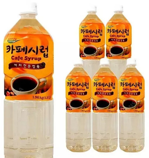 롯데 카페시럽 1.5L 6개 커피시럽 카페재료 칸타타 카페용