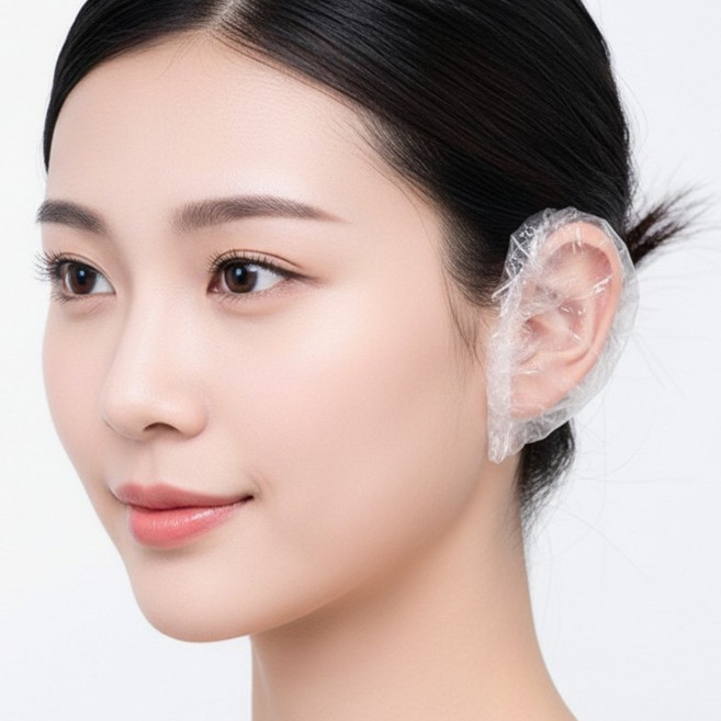 플럭스 일회용 염색용 다용도 비닐 귀덮개 이어캡, 100개, 투명