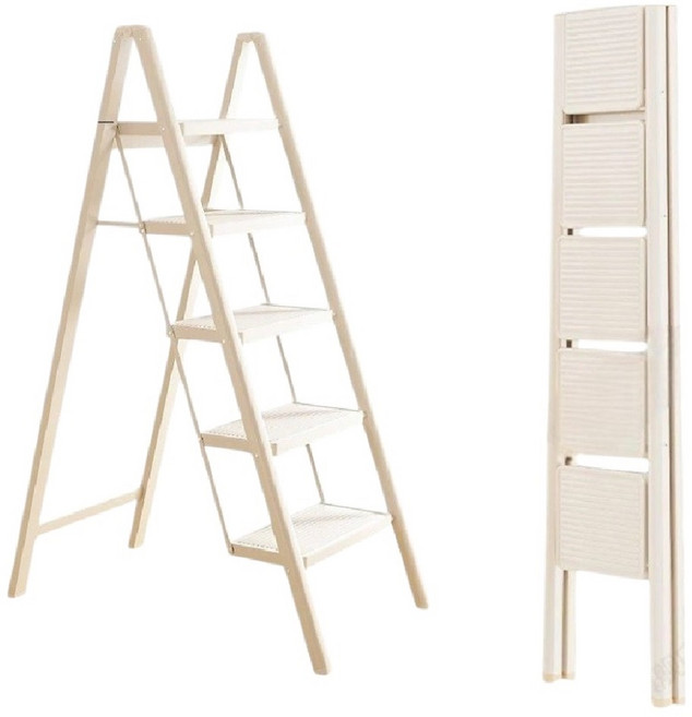 人字梯 伸縮梯 摺疊梯 工作梯 工具梯 家用梯 【全鋼款奶油白 五步梯】大踏板20*30, 1個