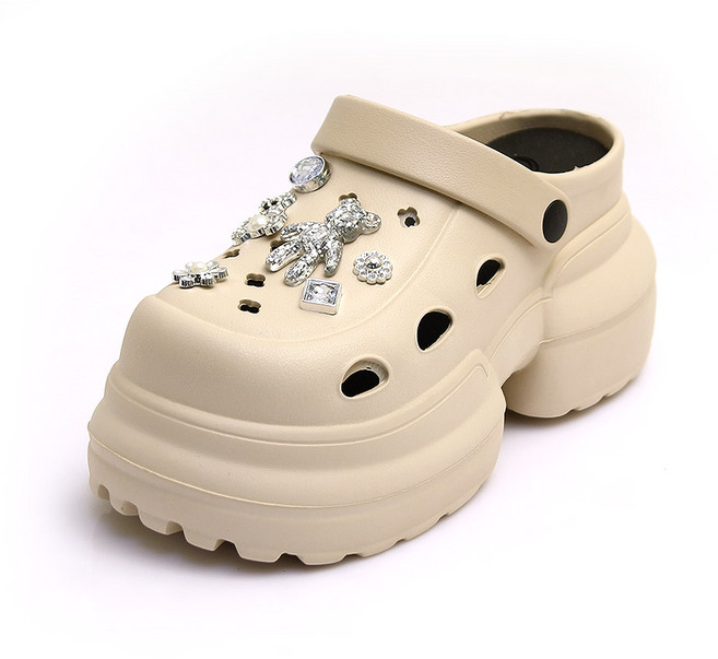 [트리샤] 9cm 비즈장식 플랫폼 EVA 경량 통굽 슬리퍼 샌들 사계절 아쿠아슈즈 BKCA5825