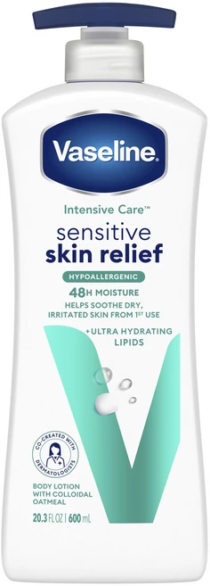 바세린 인텐시브 케어 센서티브 스킨 릴리프 바디 로션 위드 콜로이달 오트밀, 1개, 600ml - 쿠팡