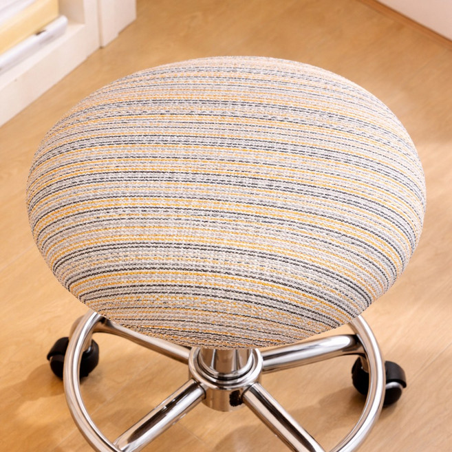 윈디엘 원형 스툴 의자커버 좌판 덮개 화장대 리폼 천갈이, 1개, 옐로우