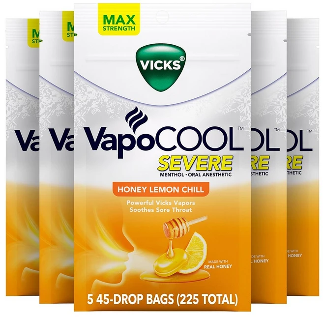 빅스 바포쿨 목 캔디 허니 레몬 칠 45개입 5팩, 5개 - 쿠팡