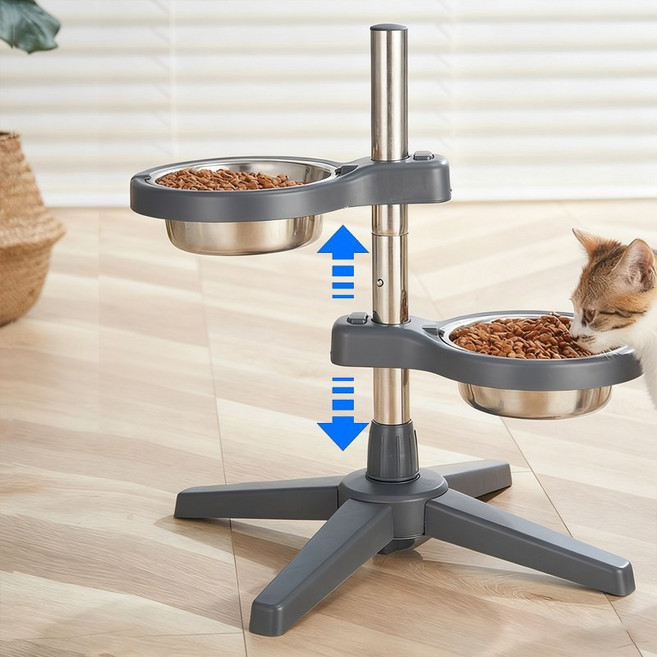 Shipshape 탈부착 높이 조절 엘리베이터 애견 식기, 1개, 조절 가능한 거.
