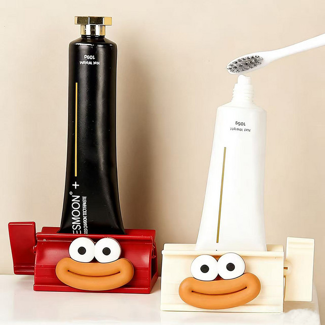 남김없이 회전식 스탠딩 캐릭터 치약짜개 2P, 2개, 레드 + 화이트