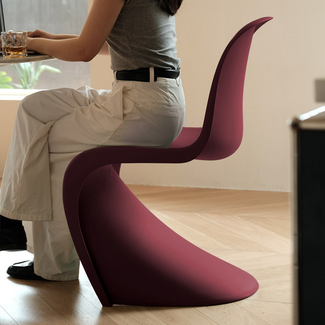 [리비니아] 엘바 웨이브 물결모양 인테리어 카페 식탁 북유럽 의자 (고급형) 4colors, 1개, 레드