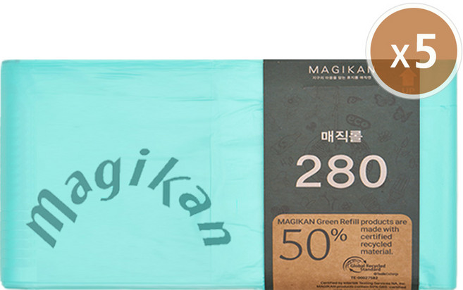 매직캔 히포II (오토실링) 21L 27L 신제품 MH250 MH280 기본리필 장착 신제품, 27L리필5개-280R5G