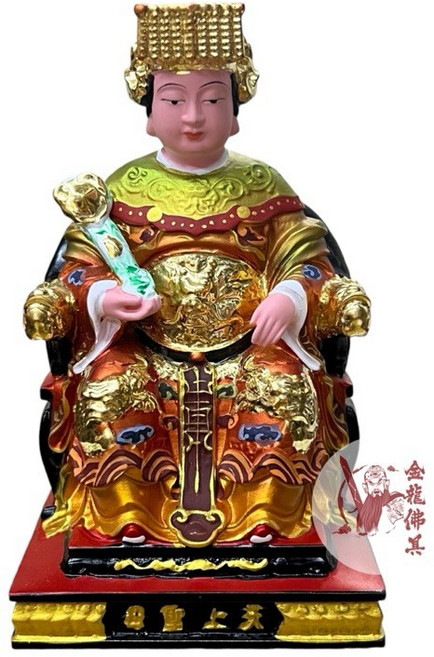 金龍佛具 3寸6 按金彩繪天上聖母/媽祖 迷你神像 小神尊 神明用品, 1個