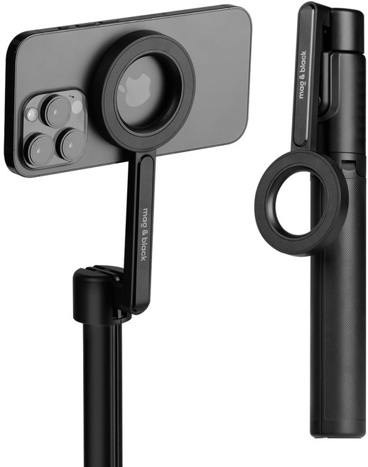 맥앤블랙 탭픽 맥세이프 셀카봉 삼각대 블루투스 휴대폰 핸드폰 촬영용 거치대, 블랙