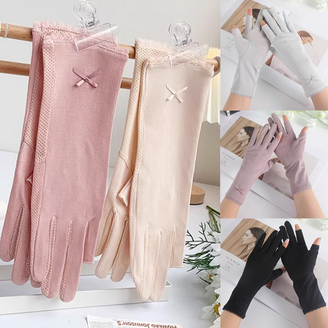 신페이드 여성 여름 장갑 운전 반장갑 등산 터치 손가락 봄 가을, 핑크, 1개