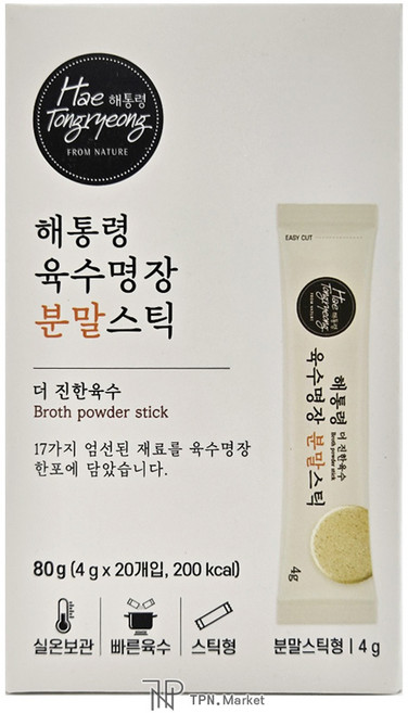 해통령 육수명장 더 진한 육수 분말스틱, 1박스, 80g
