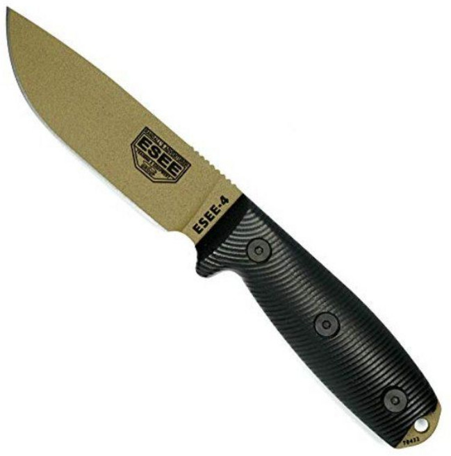 ESEE-4 고정 칼 칼집 포함 1095 탄소강 나이프, Dark Earth Blade  Black G10 3D