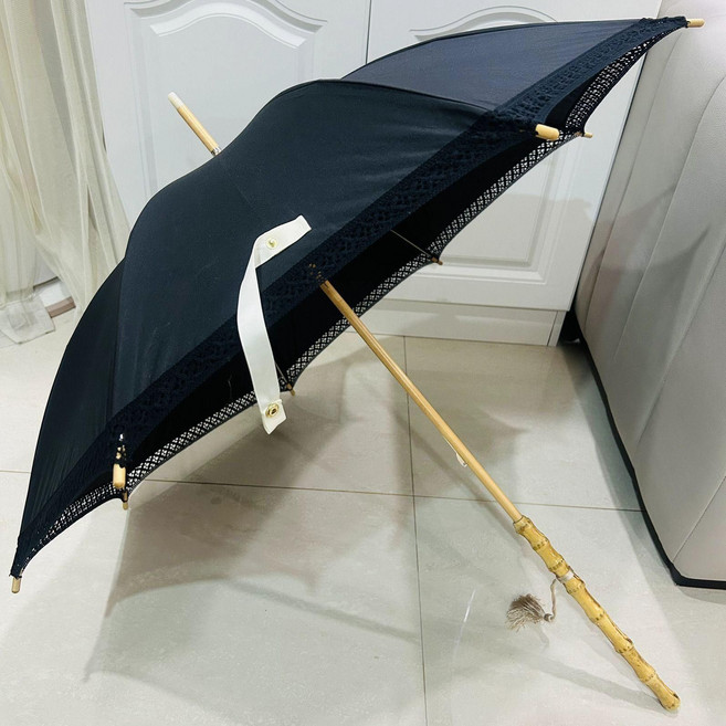 일본 레이스 양산 대나무손잡이 가벼운 일제 꽃무늬