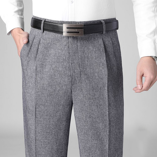 캐주얼 중년 남성 정장 바지 기질 슬림핏 하이웨스트 팬츠 춘추 트렌디 아빠 통바지 SJS