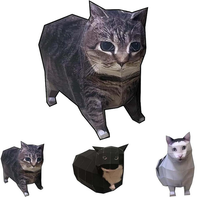 [루베이/종이공예] DIY 3D 밈 캣 종이접기 세트 웃긴표정 입체이장식 강력 내구성, A, 1개