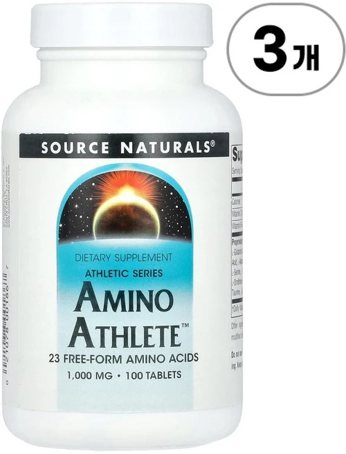 소스 내추럴스 아미노 애슬리트 1 000mg Source Naturals Athletic Series Amino Athlete 1 000 mg 100정, 3개 - 쿠팡