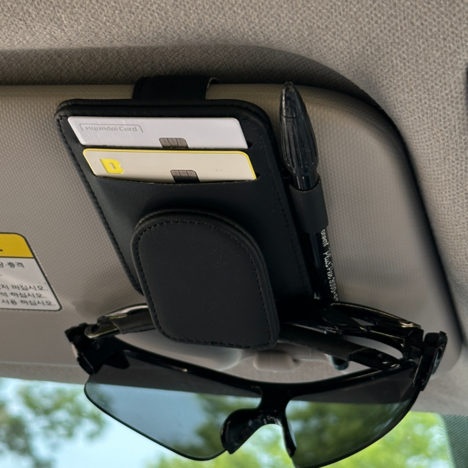 모너아 컴팩트 선바이저 카드포켓 차량용, 블랙, 1개