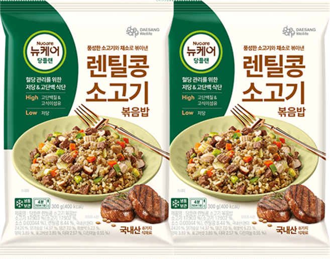 대상웰라이프 당플랜 렌틸콩 소고기볶음밥 X 4팩(소비기한26.10.23), 1세트, 1.2kg
