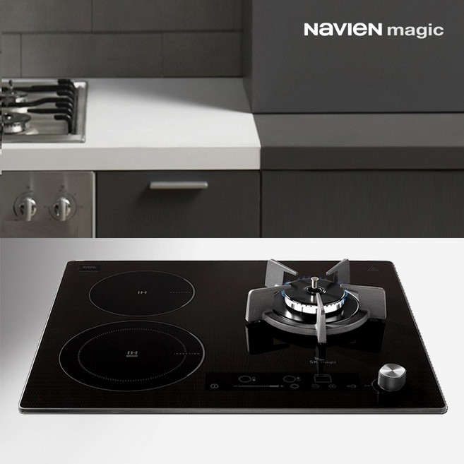 [전국무료설치] 나비앤매직 가스 하이브리드 인덕션 전기쿡탑 (인덕션2+가스레인지1) 도시가스, 방문설치