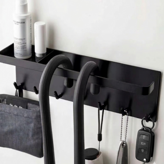 제이랑엘 현관문 자석 걸이 다용도 정리대, 블랙, 1개