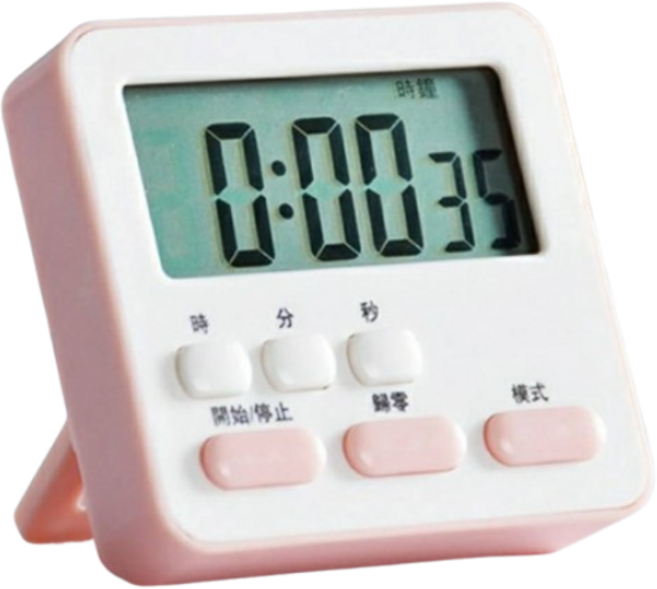 多功能計時器 鬧鐘 靜音 閃燈 震動 倒數計時器 電子計時器 廚房 學習 烘培, 1個, A款, 櫻花粉