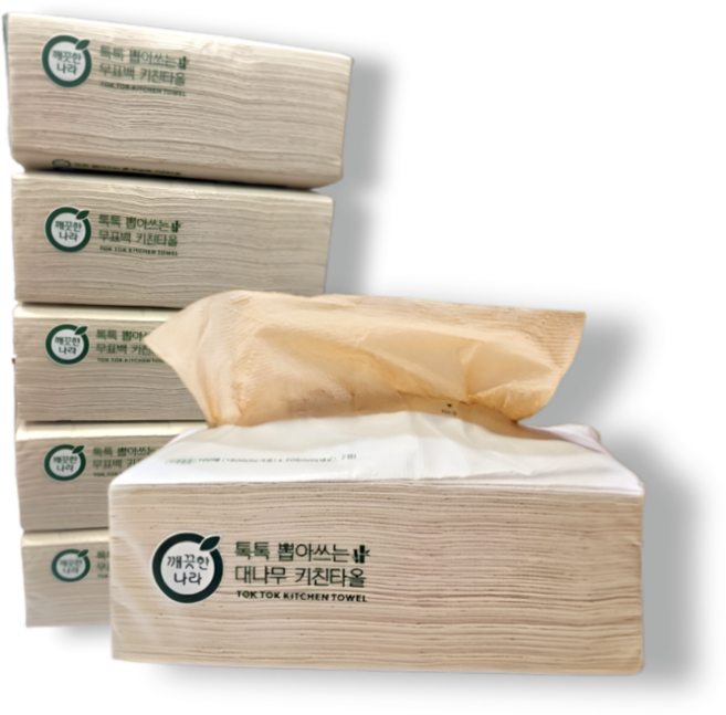 깨끗한나라 톡톡 뽑아쓰는 무표백 키친타월 100매 6입 1개, 6롤