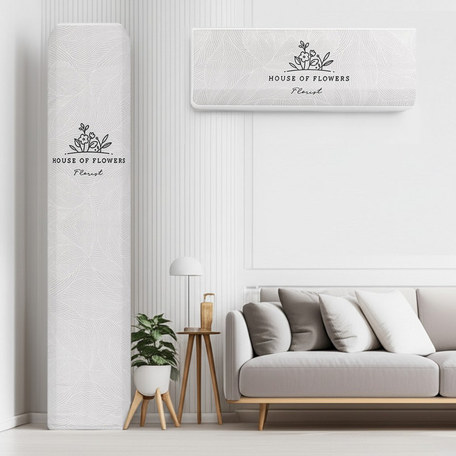 루미카사 에어컨커버 2 in 1 커버세트 스탠드+벽걸이, 하우스플라워