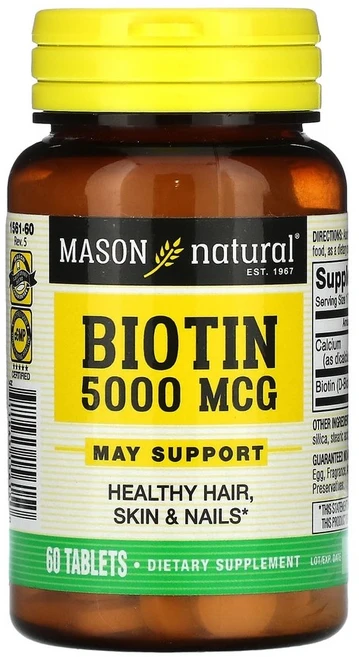 메이슨 내추럴 비오틴 5000mcg 60정 1개, 상세설명참조 - 쿠팡