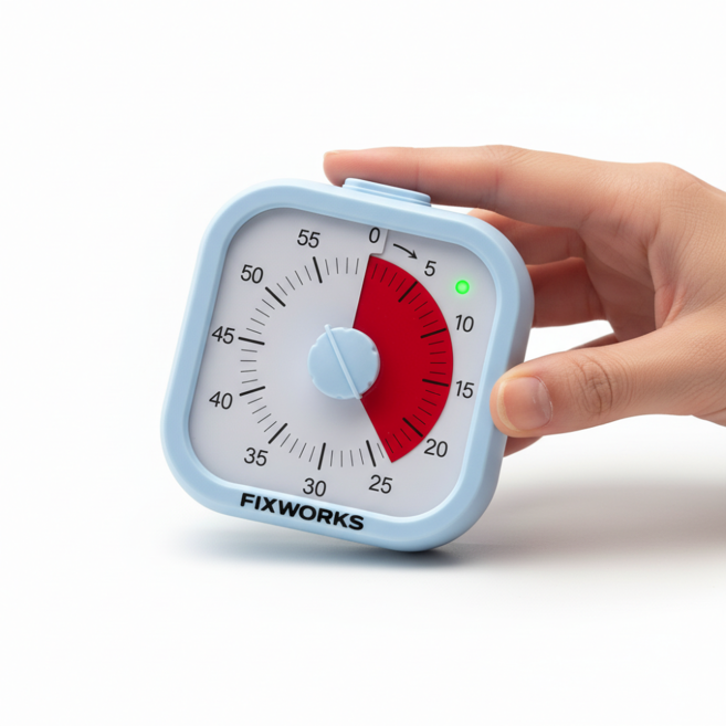 픽스워크 비주얼타이머 건전지포함 뽀모도로타이머 무소음 구글타이머 60분 타임타이머 볼륨조절 원클릭정지, 1개, 퍼플