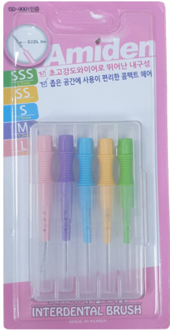 리뉴얼 아미덴 치간칫솔 5종 혼합사이즈, 1세트, 혼합