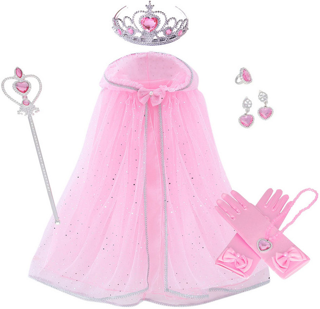 잠자는숲속의공주 오로라공주 드레스 망토 공주 악세서리 장신구 소품 세트 6종