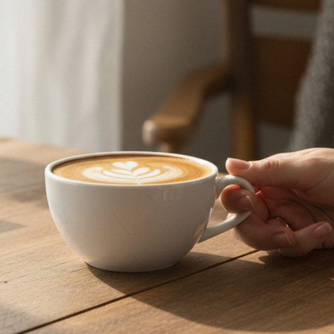 라크(RAK) 포셀린 호텔웨어 라떼잔 라운드 화이트 커피컵 280ml, 1세트