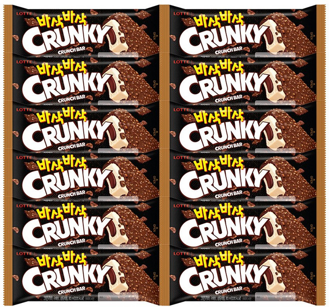 롯데 크런키바 막대아이스크림, 12개, 80ml