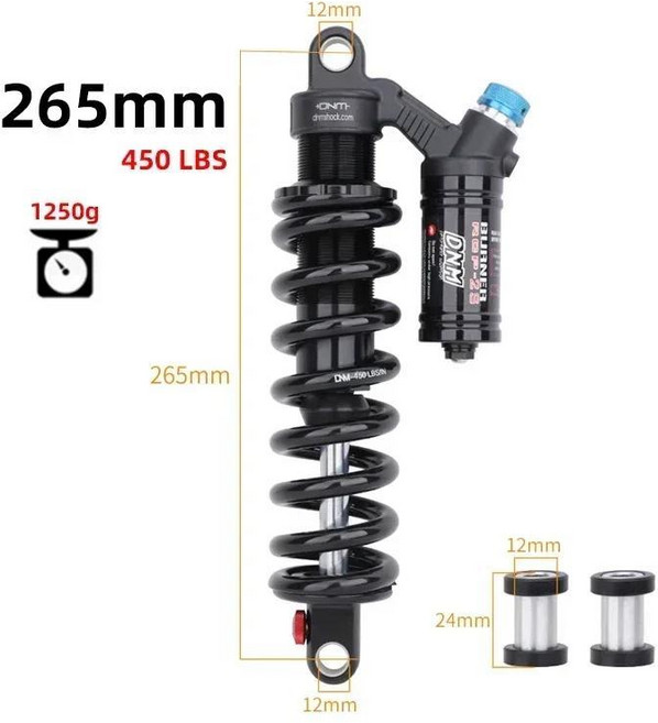 리어 쇼크 엔듀로프리라이드다운힐산악 자전거 부품용 스프링 소프트 테일 서스펜션, 3. 265mm, 1개