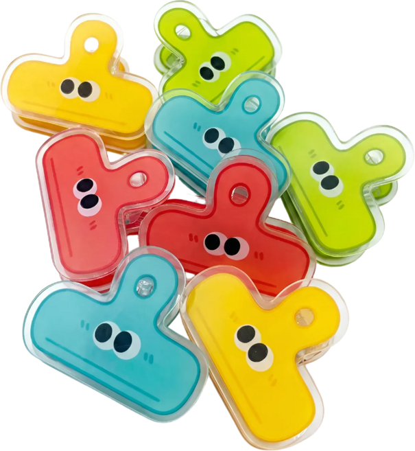 사무용 캐릭터 클립 집게 아크릴 서류정리 과자밀봉클립, 1세트, 8개입