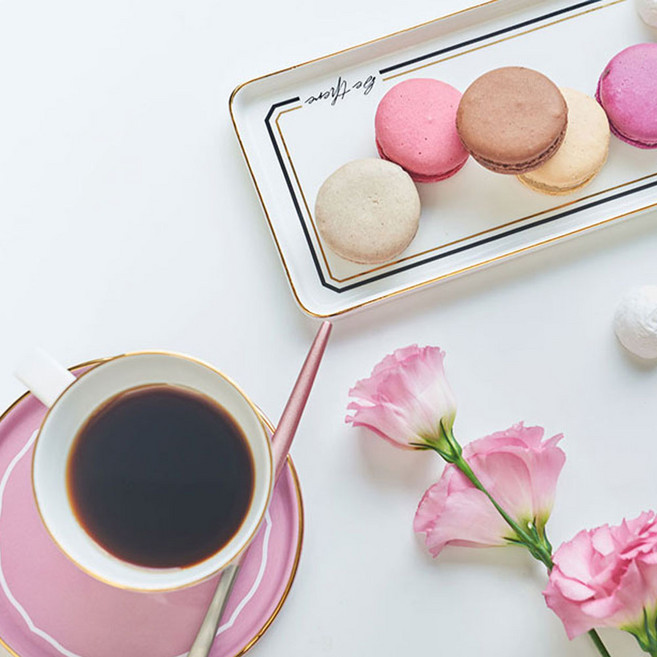 엘리나 레터링 24k 골드라인 도자기 카페 머그컵 1P 300ml, 화이트, 1개