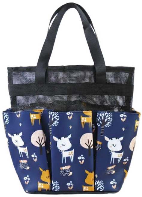 하루랩 목욕가방 물빠지는 수영가방 메쉬, 네이비사슴