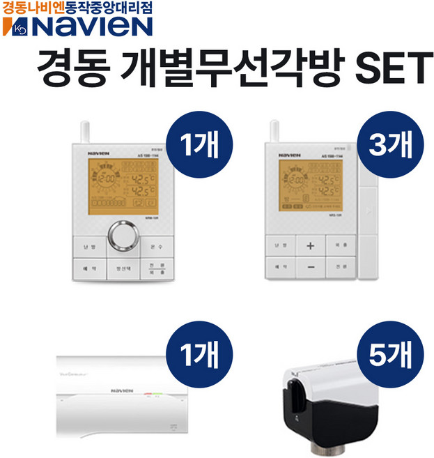 경동나비엔 개별 무선각방시스템 통합제어세트 온도조절기 NRM-10R NRS-10R, 추가상품) 구동기+디스크밸브 VA-35N + V-15A