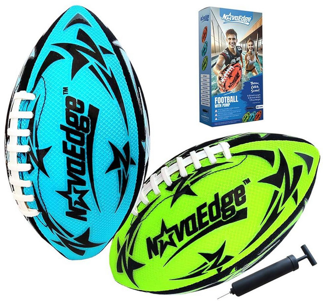 NovaEdge Hydro Water Football 2팩 - 23.5cm(9.25인치) 방수 수영장 미식축구공 더블 레이스 어린이 청소년 및 성인용 경량 그립 볼 해변