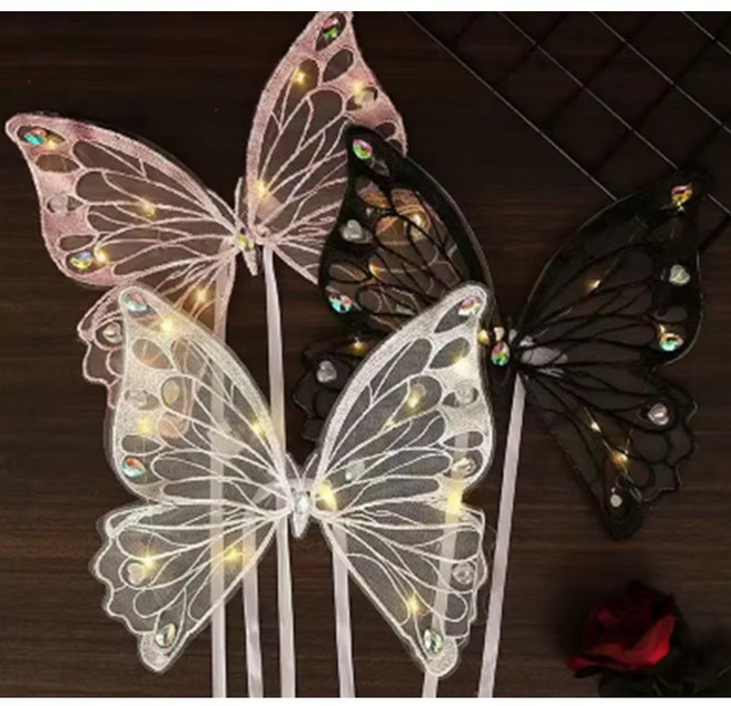 강아지 LED 날개옷 엔젤 코스튬 리본, 1개, 핑크