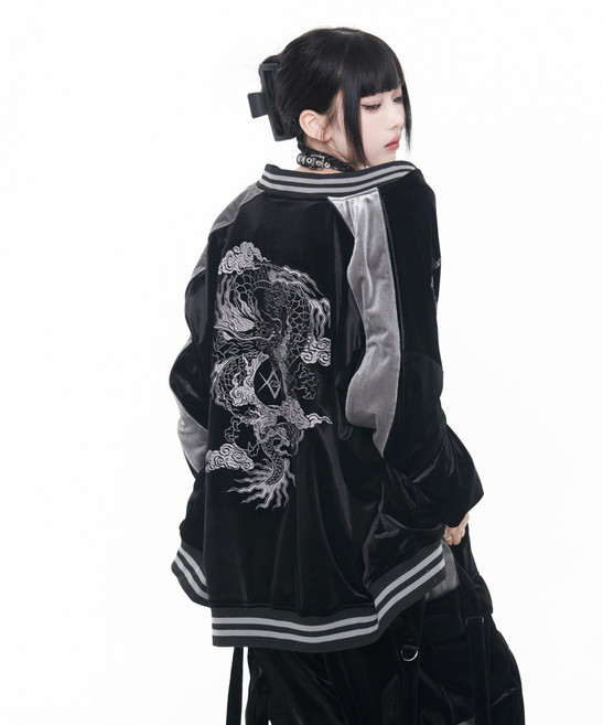 곤룡포 스카잔 벨벳 조합 자켓 프리사이즈 잠바 수박